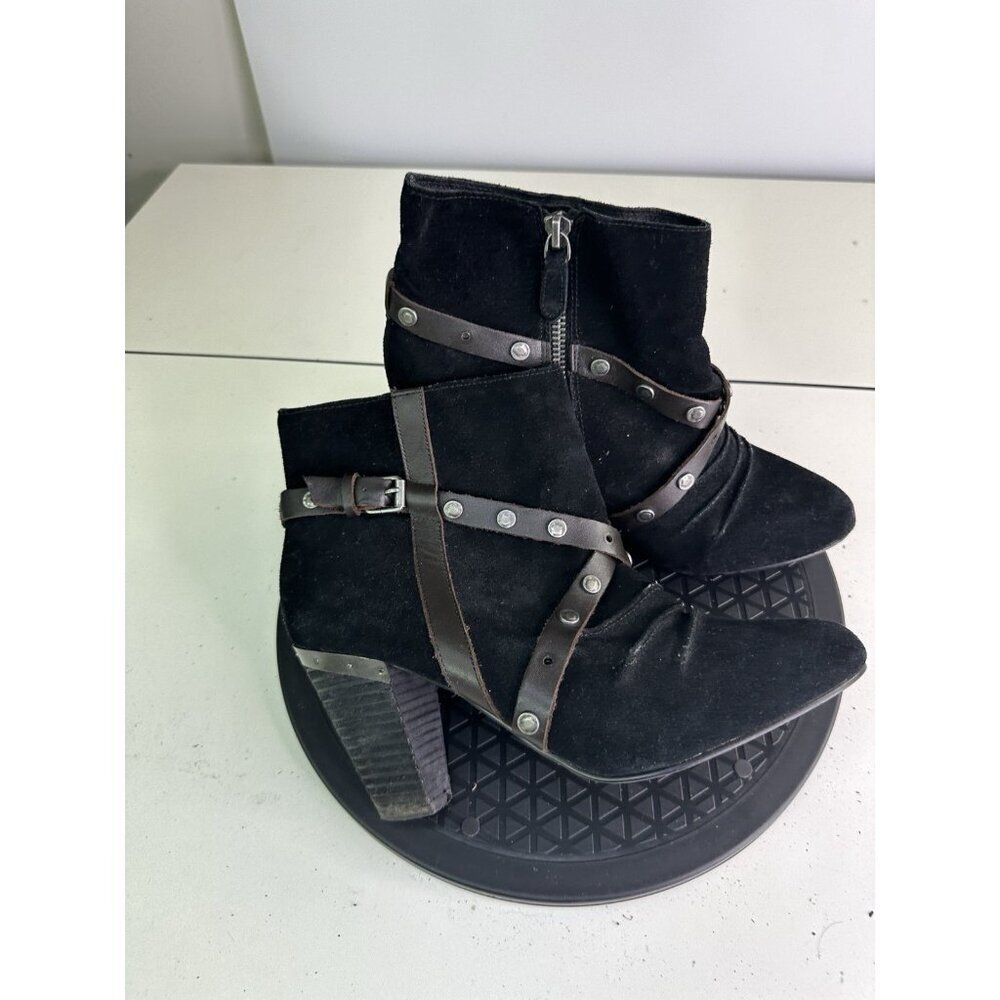 Mia Limited Edition Black Leather Studded Jeweled Ankle Boots Women’s Size 9M - Picture 7 of 10